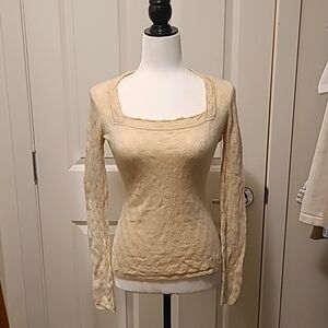 Cream square neck cashmere top